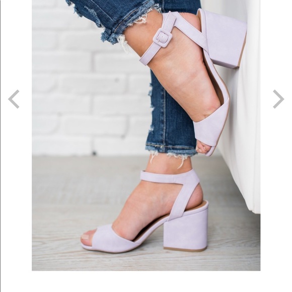 lavender chunky heels